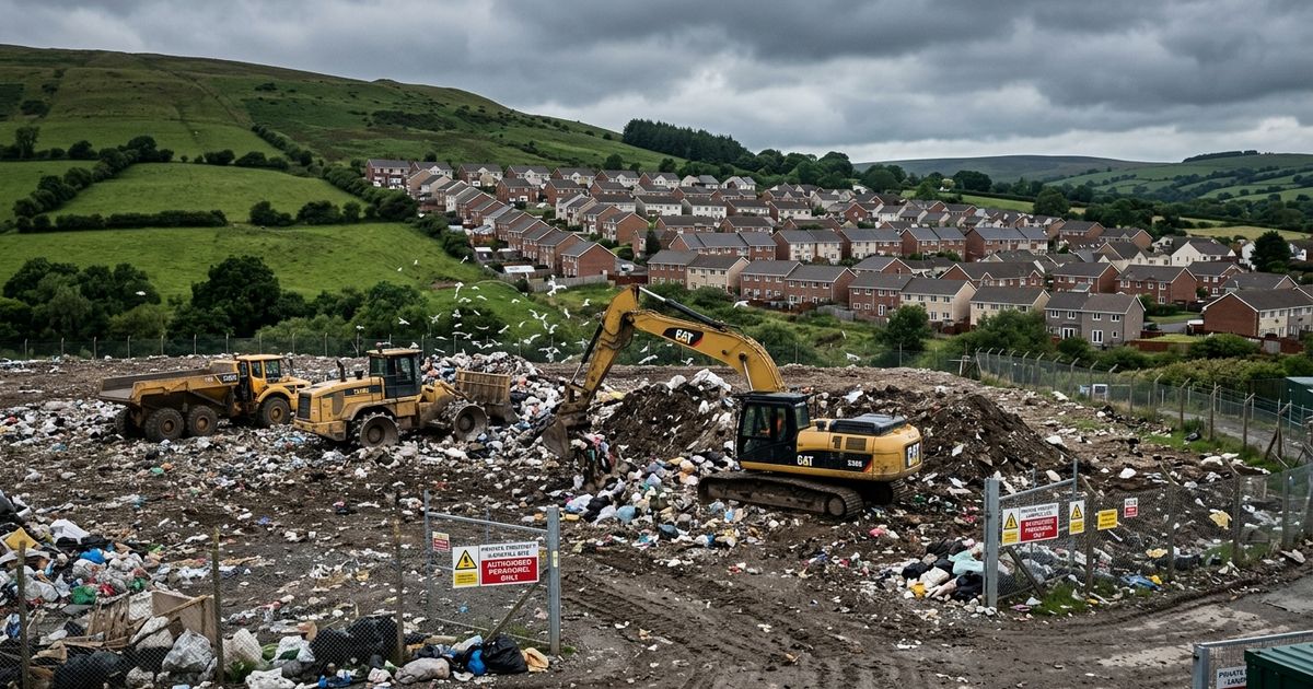 Hafod Landfill in Wrexham, Wales, where more than 140 households have launched legal action over nuisance odours.