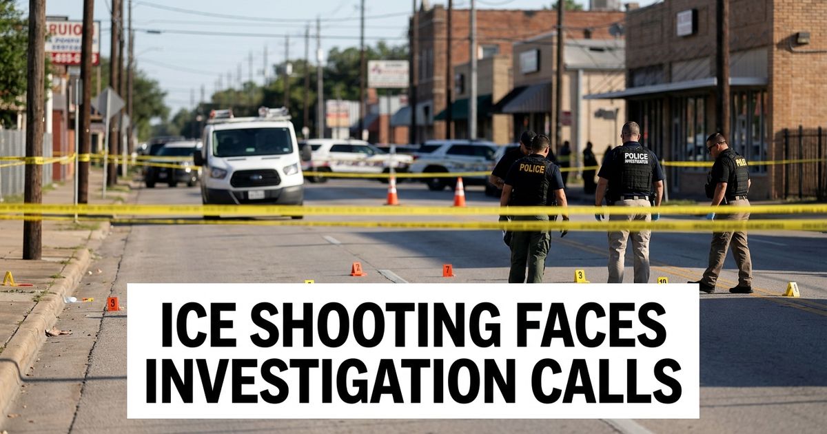Houston street investigation scene after a fatal ICE shooting involving Lorenzo Salgado Araujo.