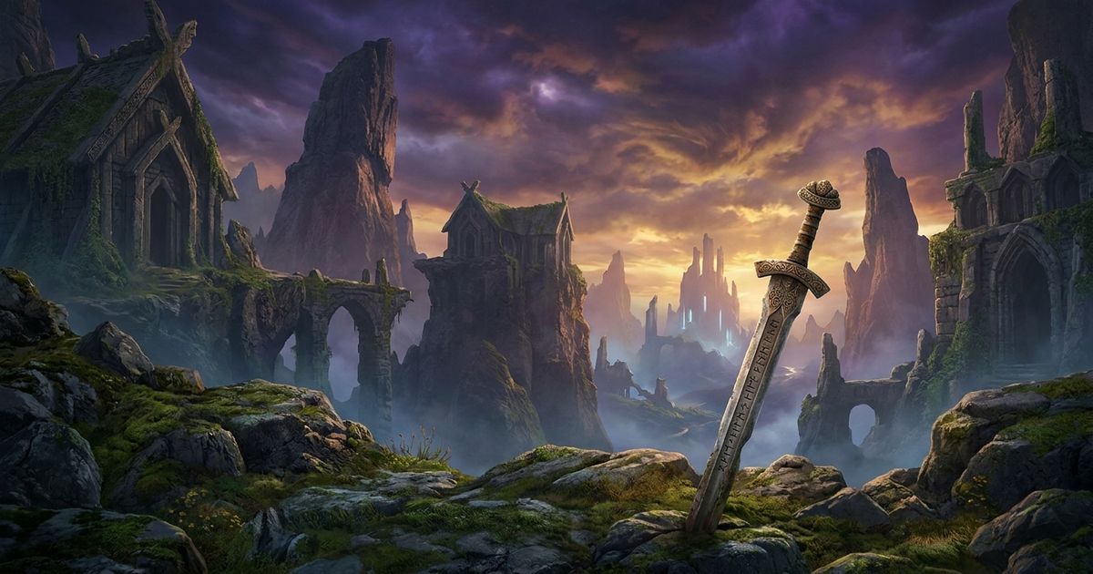 Epic Norse mythology afterlife realm landscape for God of War Laufey PS5
