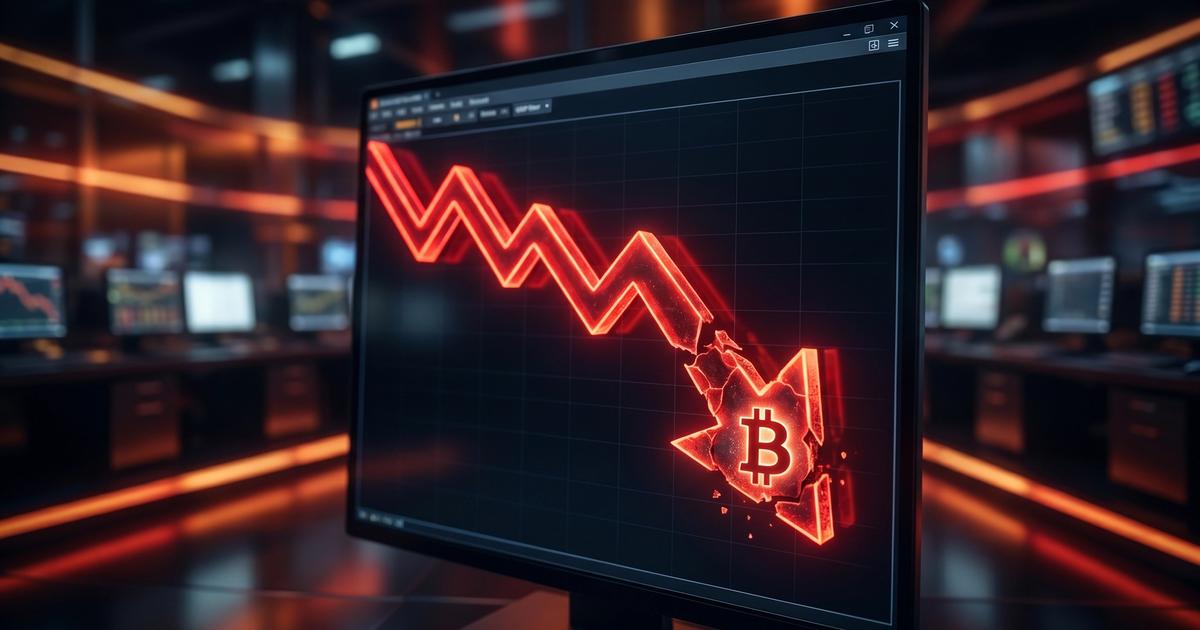 Bitcoin price crash chart showing BTC dropping below $67,000 in June 2026