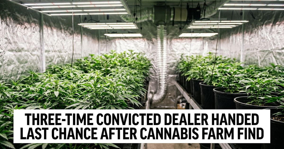 Cannabis grow room with plants under lights representing the Fazakerley cannabis farm case