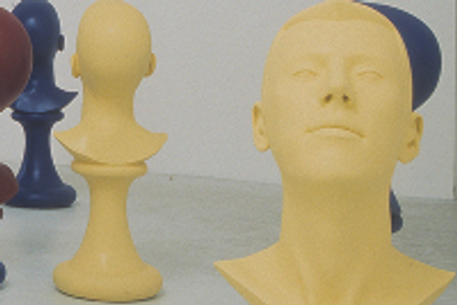 close-up of chess statues