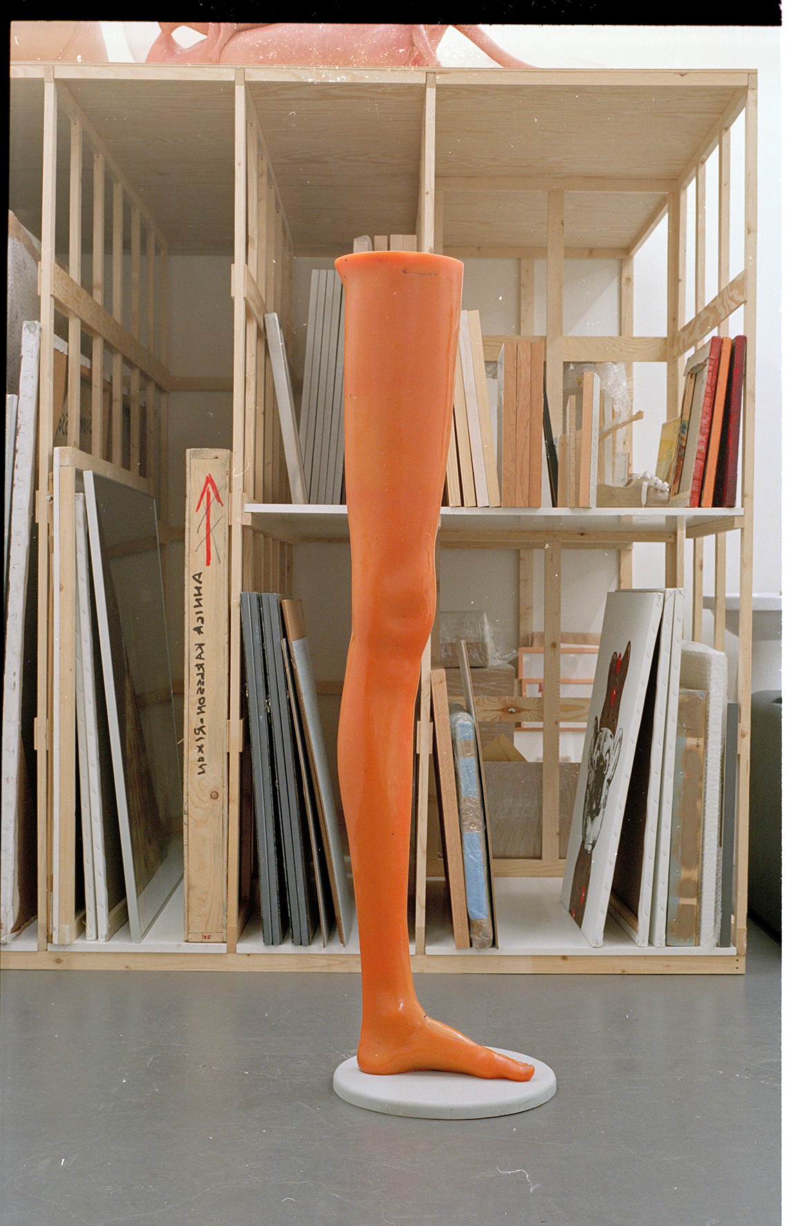 Sculpture of an orange leg