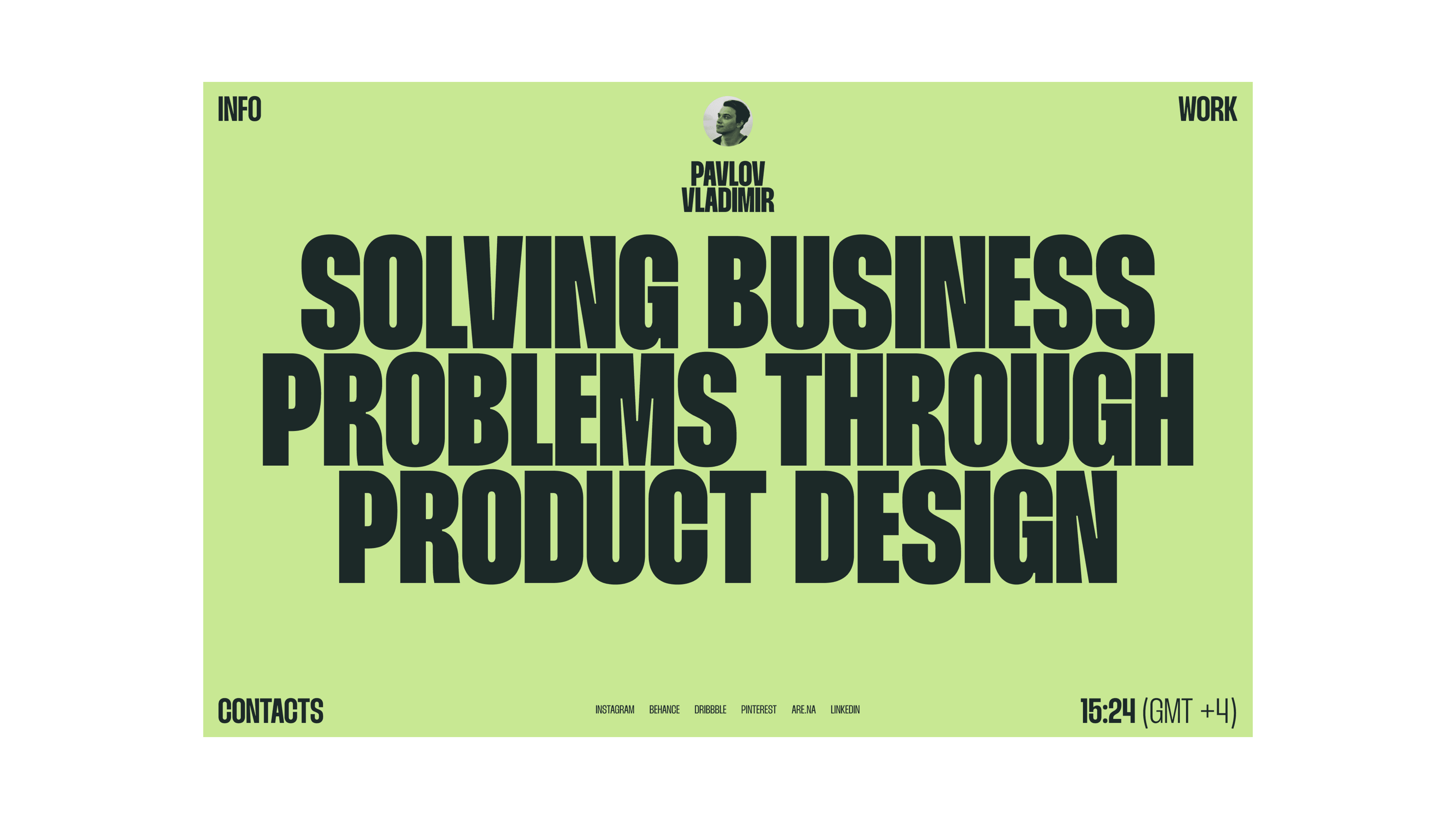 Portfolio website Hero screen