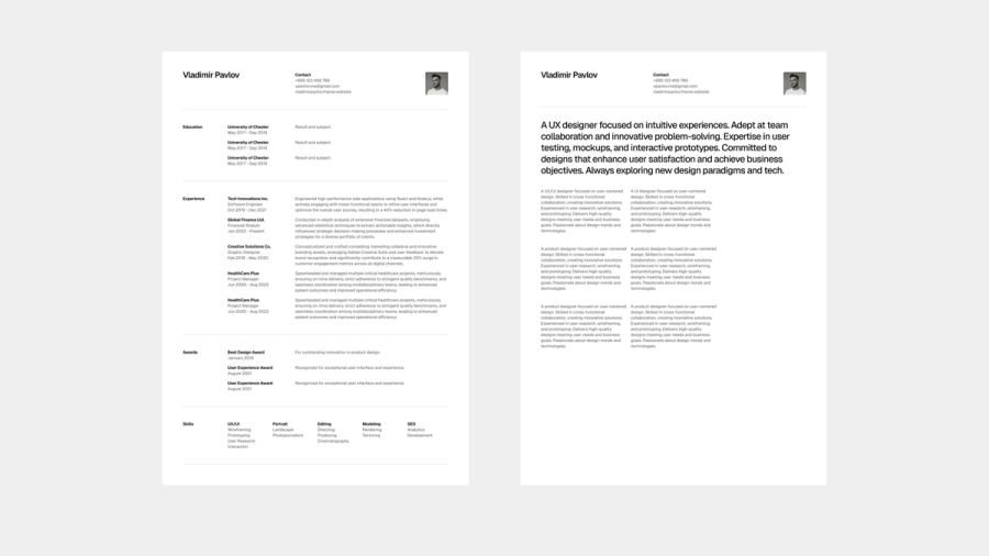 Resume Template for Designers