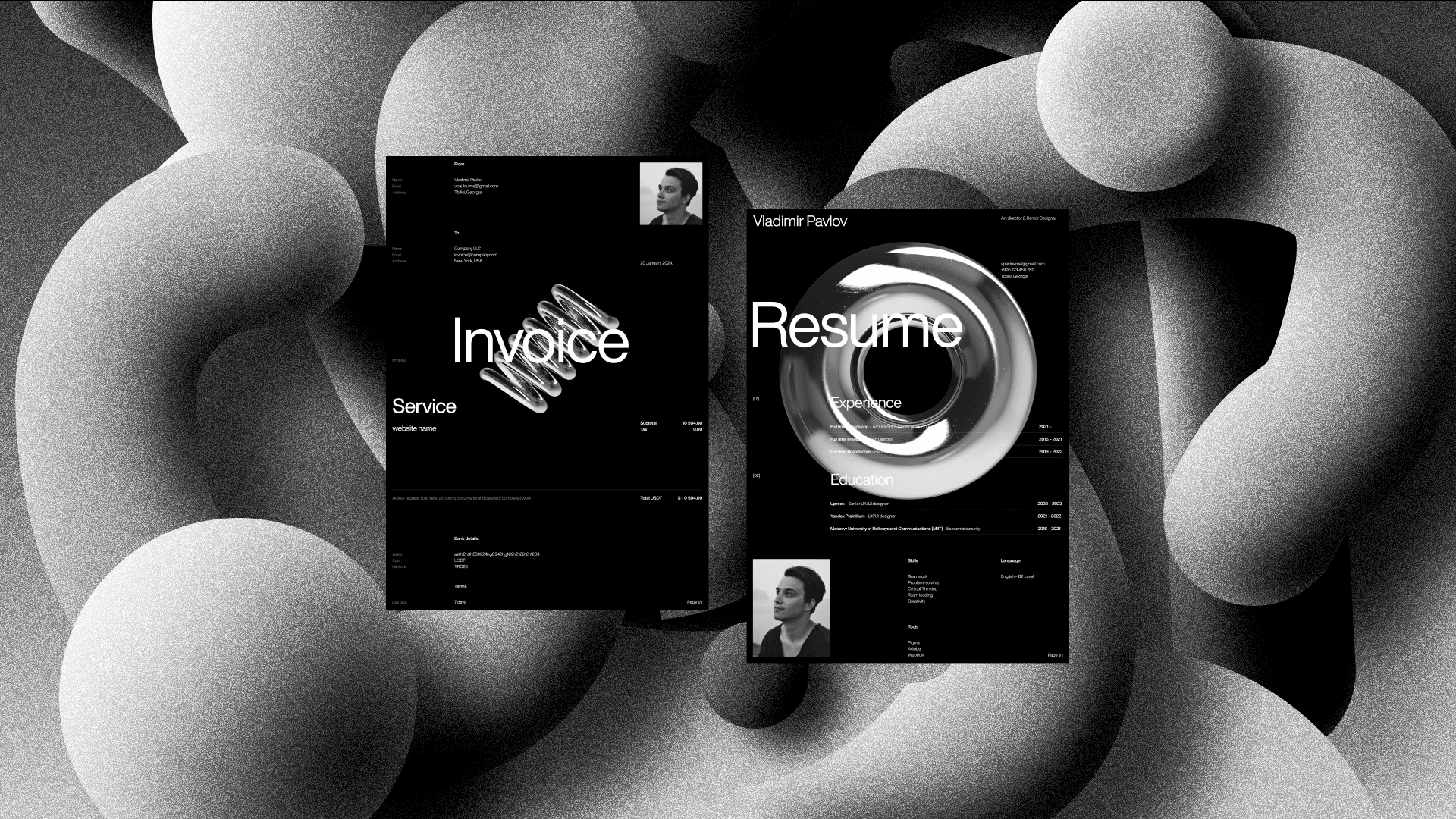 Invoice and Resume – template concept