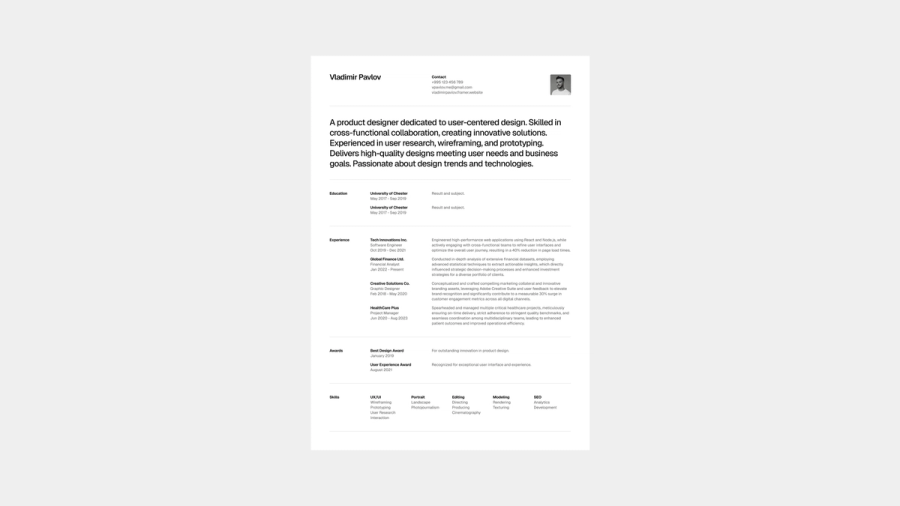 Resume Template for Designers