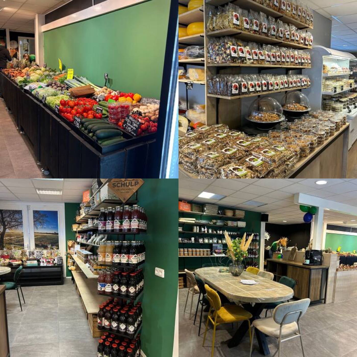 Groente, noten en dranken in de winkel
