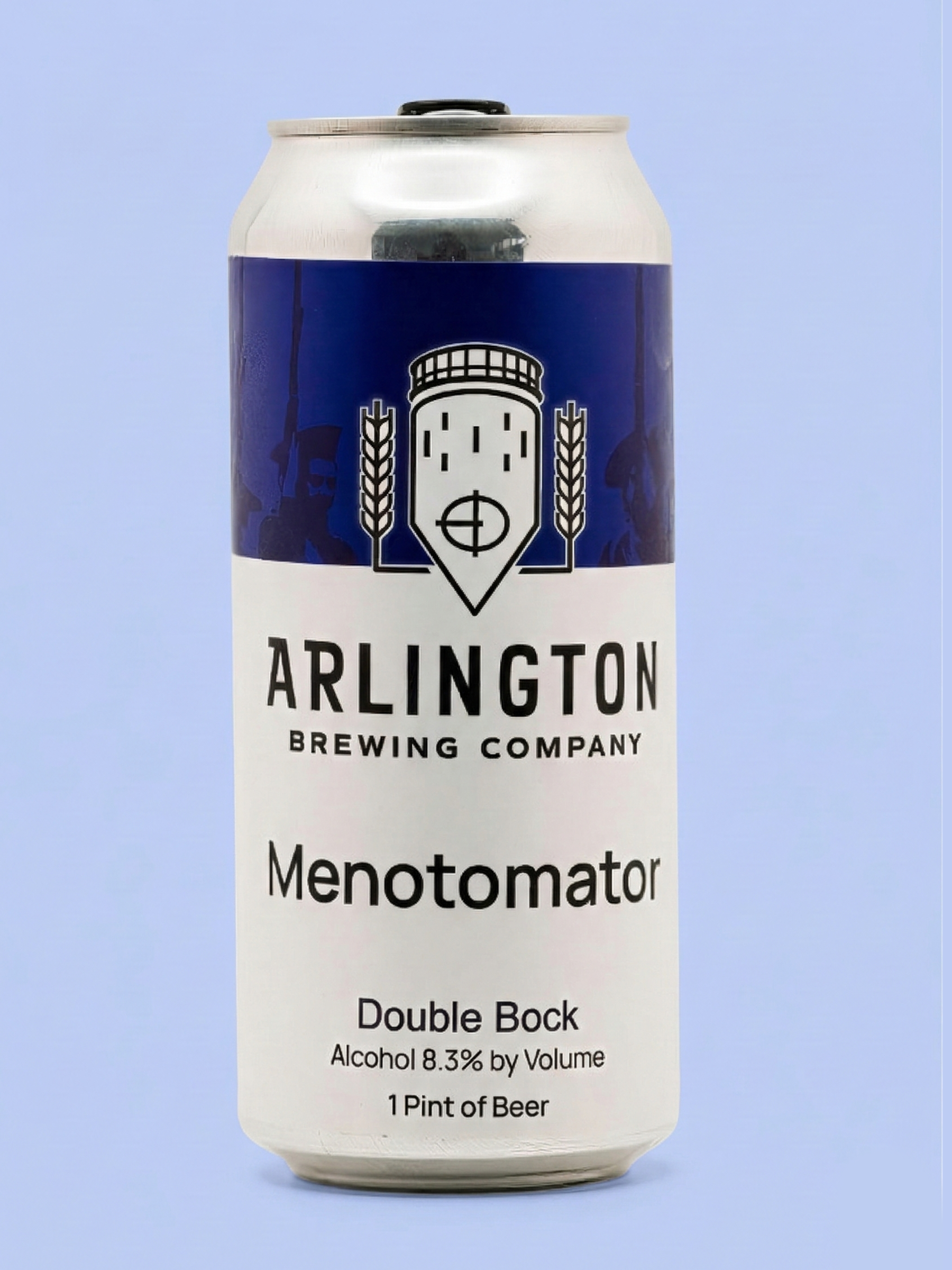 Can of Menotomator on a blue background