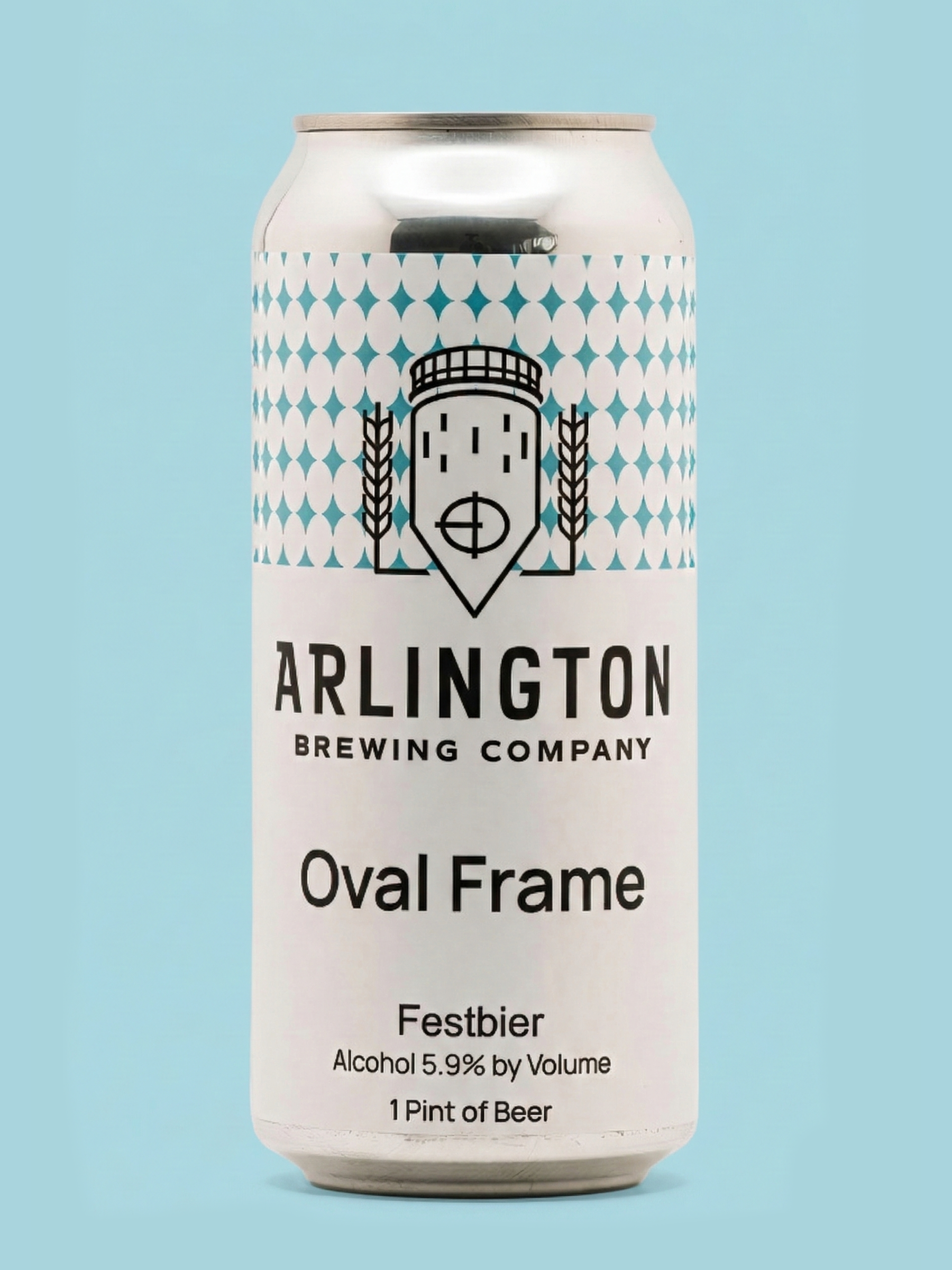 Oval Frame Festbier with baby blue background