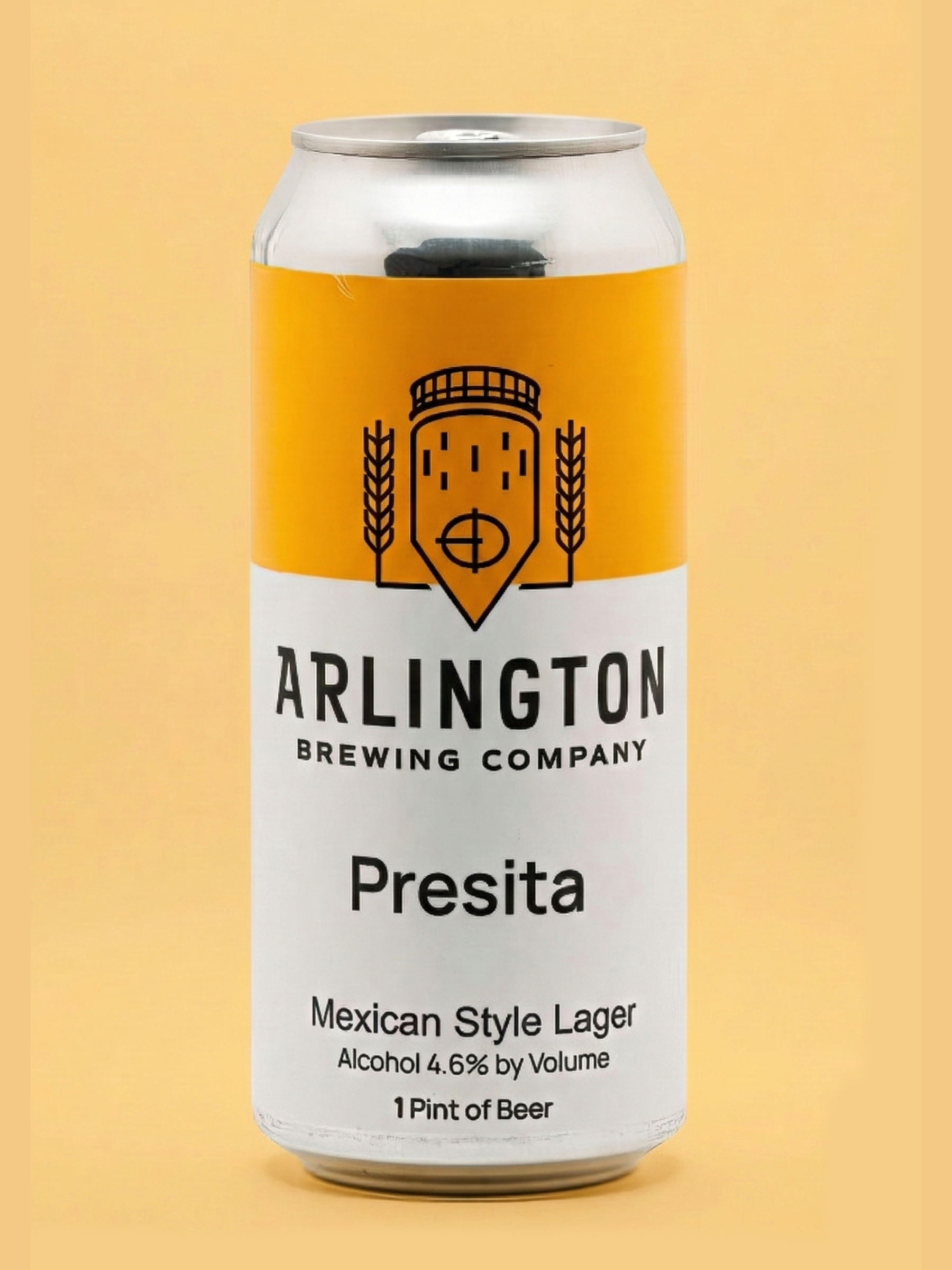 Can of Presita on a yellow background