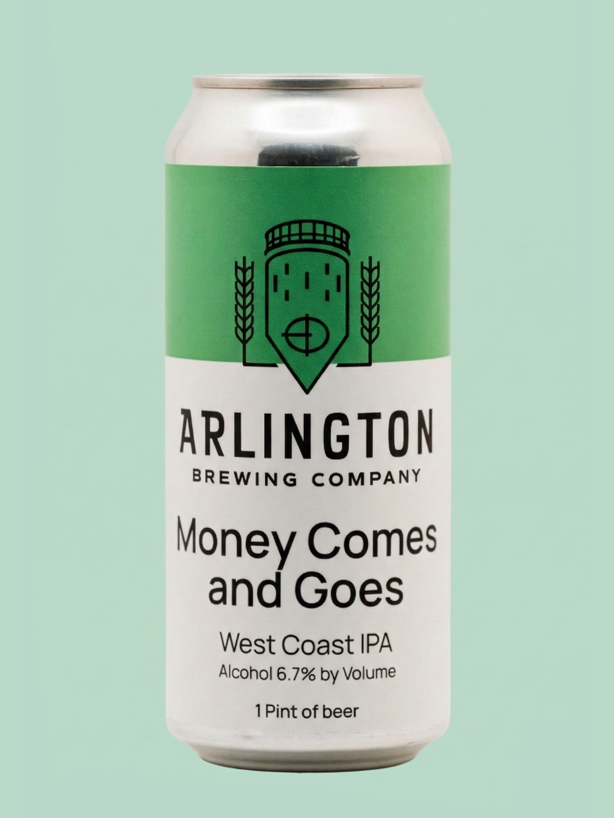 Can of Money Comes and Goes on a green background