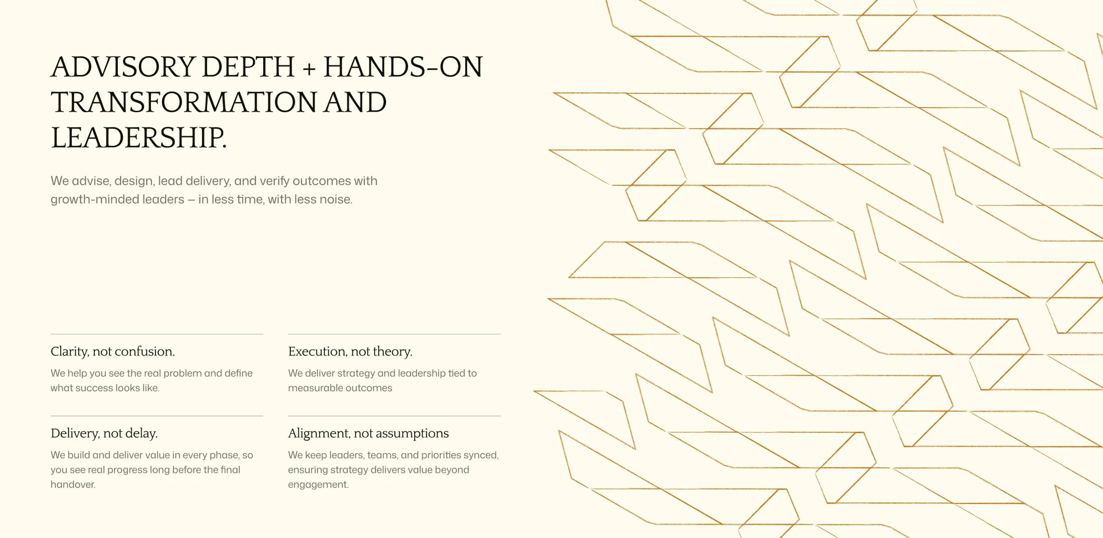 Stratfortis identity and advisory presentation composition on a light background