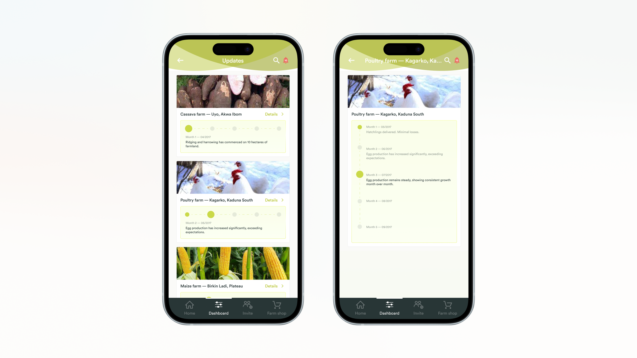 The Farmcrowdy mobile app farm update experience