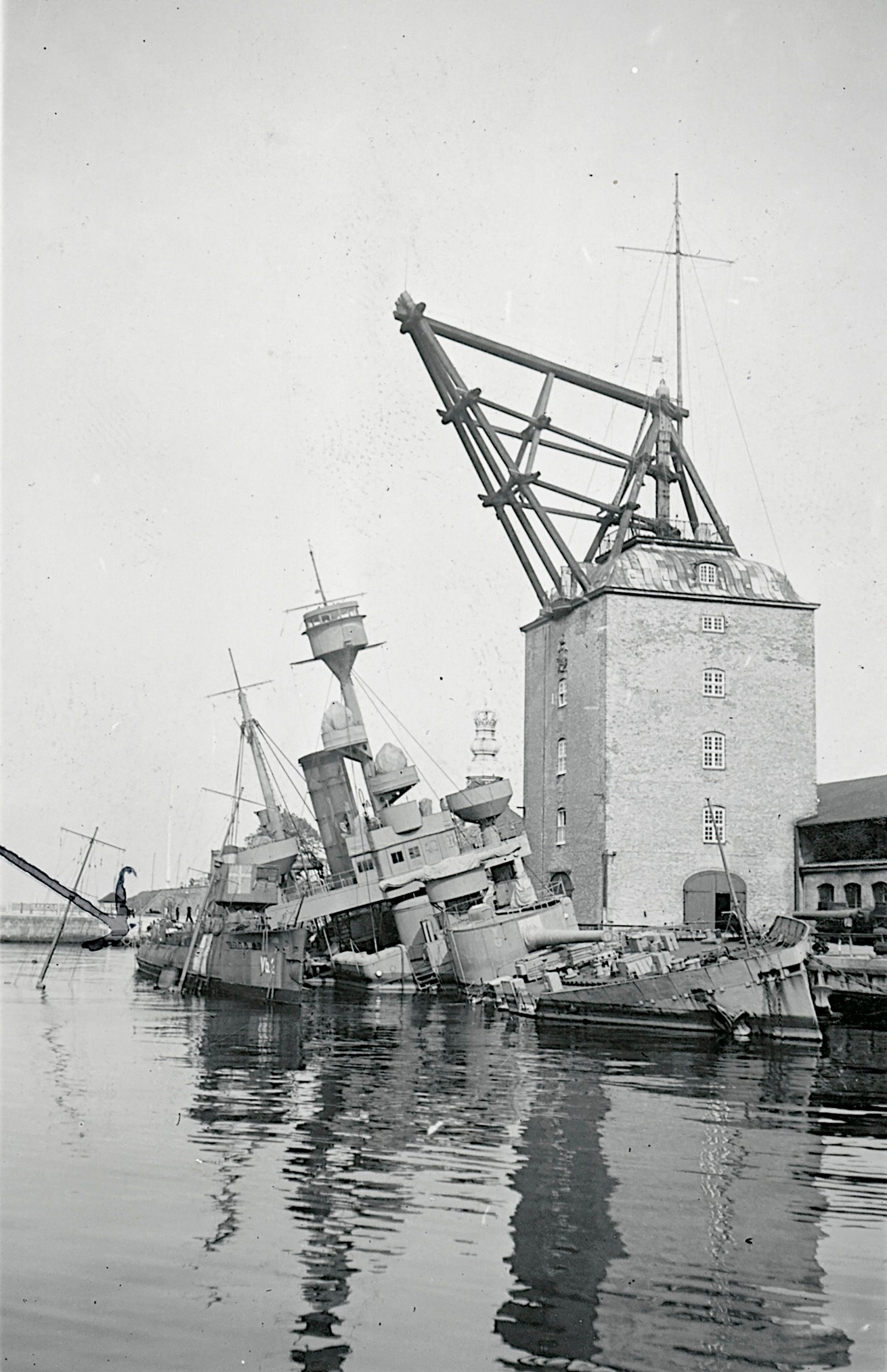 The ships Peder Skram and Hvalrossen were scuttled by the Danes when the Germans tried to take over the fleet.