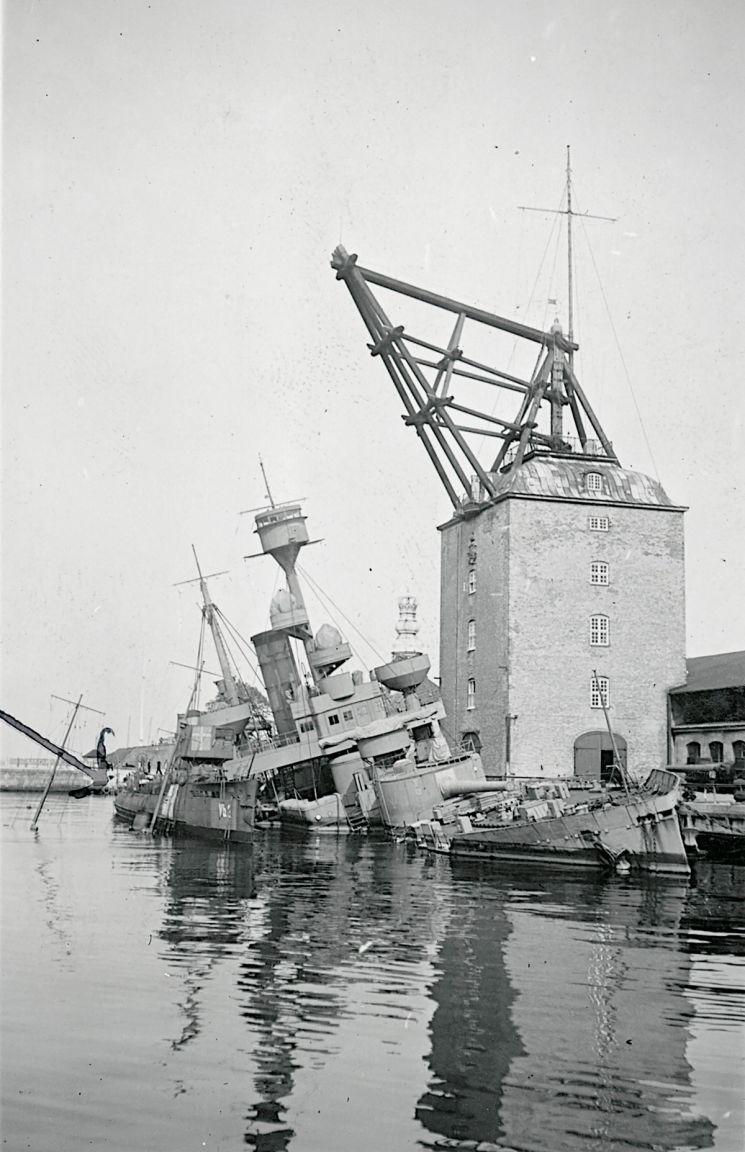 The ships Peder Skram and Hvalrossen were scuttled by the Danes when the Germans tried to take over the fleet.