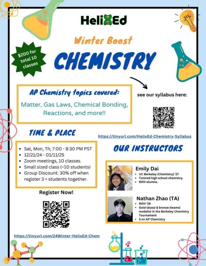 Winter Boost Chemistry course poster