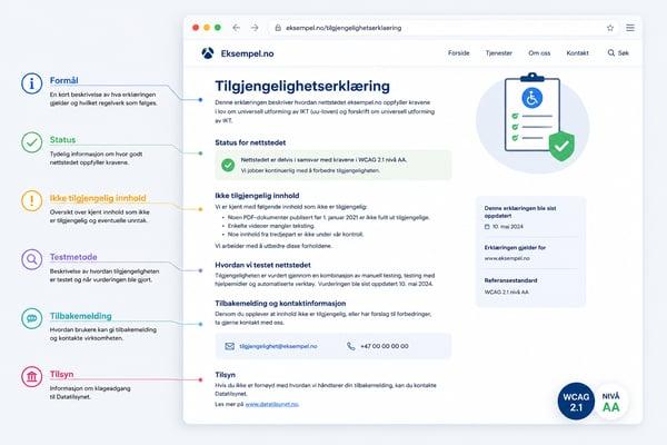 Eksempel på en tilgjengelighetserklæring