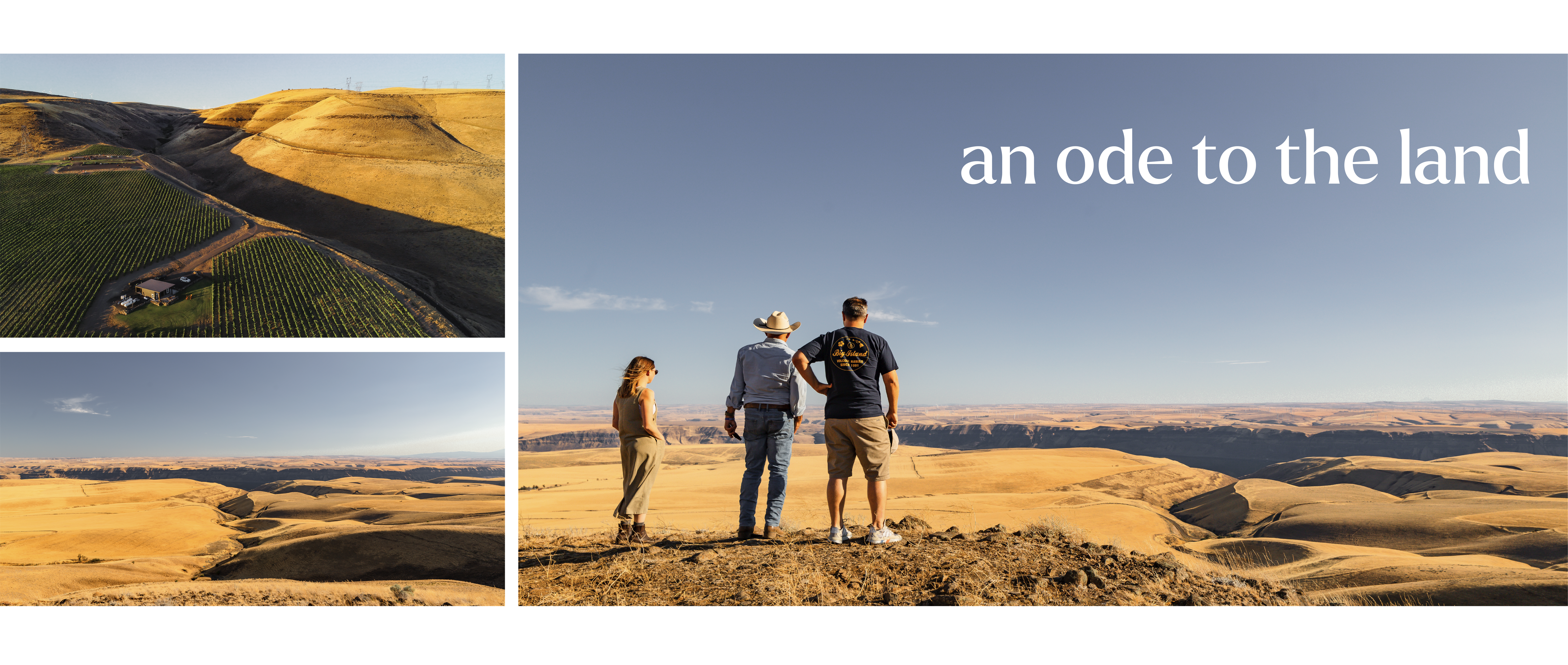 collage of landscape photos w/ the text 'an ode to the land'