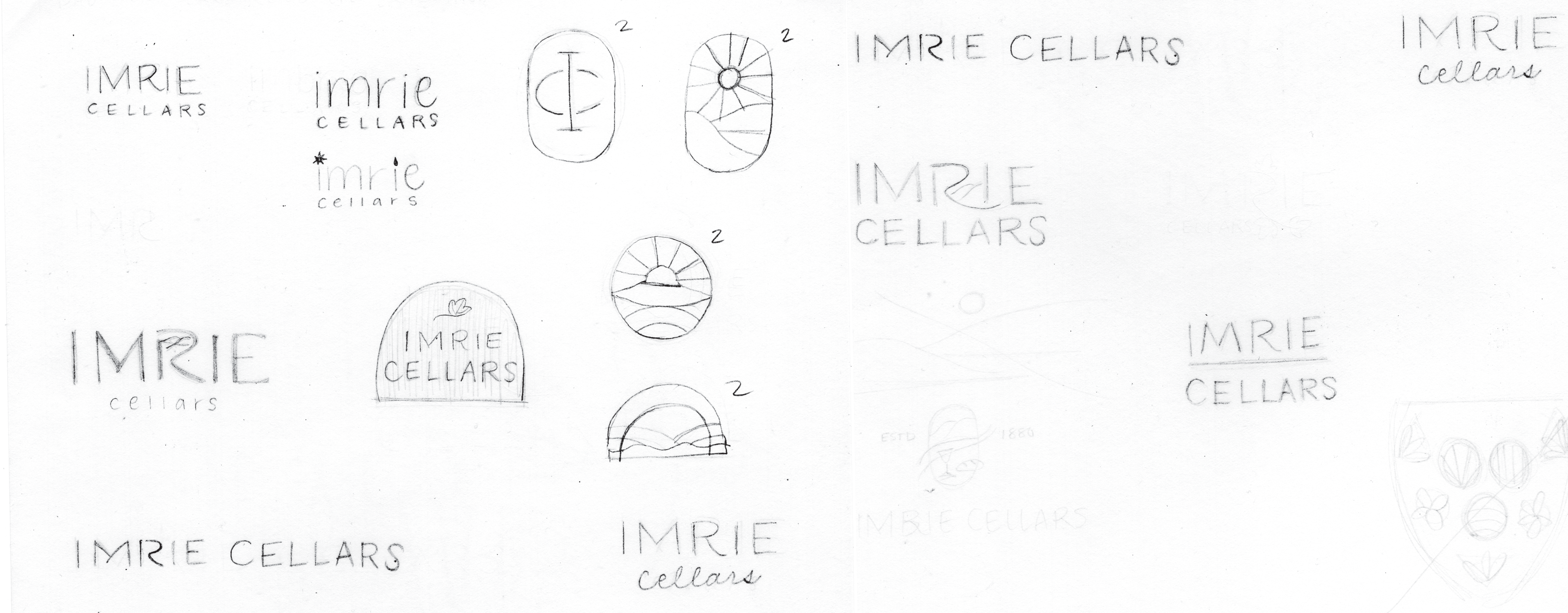 initial sketches for imrie cellars logo