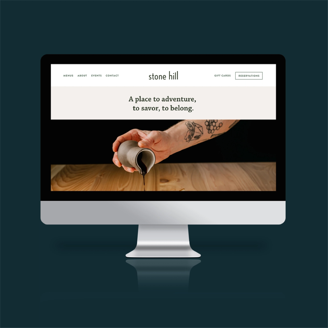 stone hill website mocked up onto a monitor