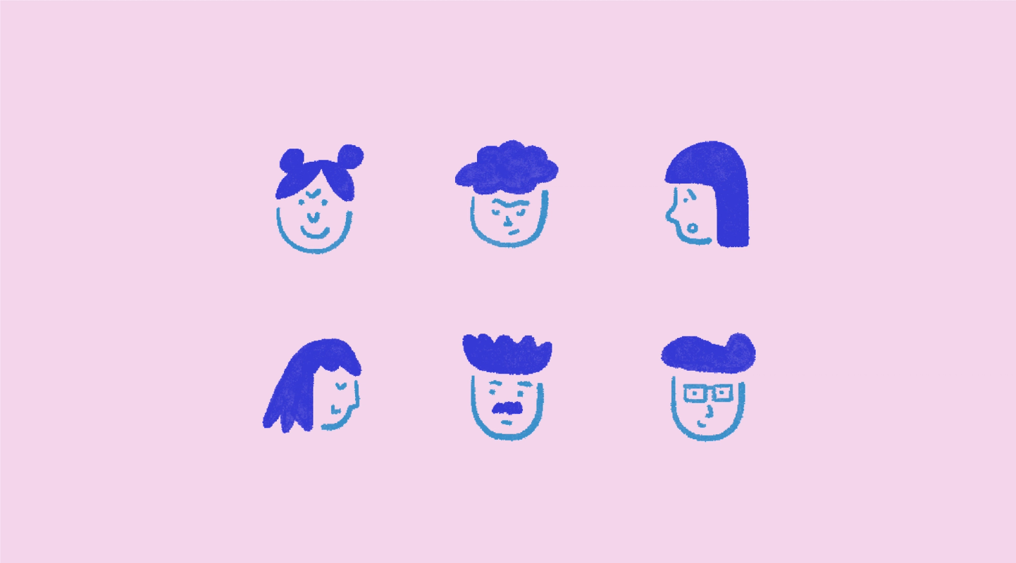 Illustration of six heads