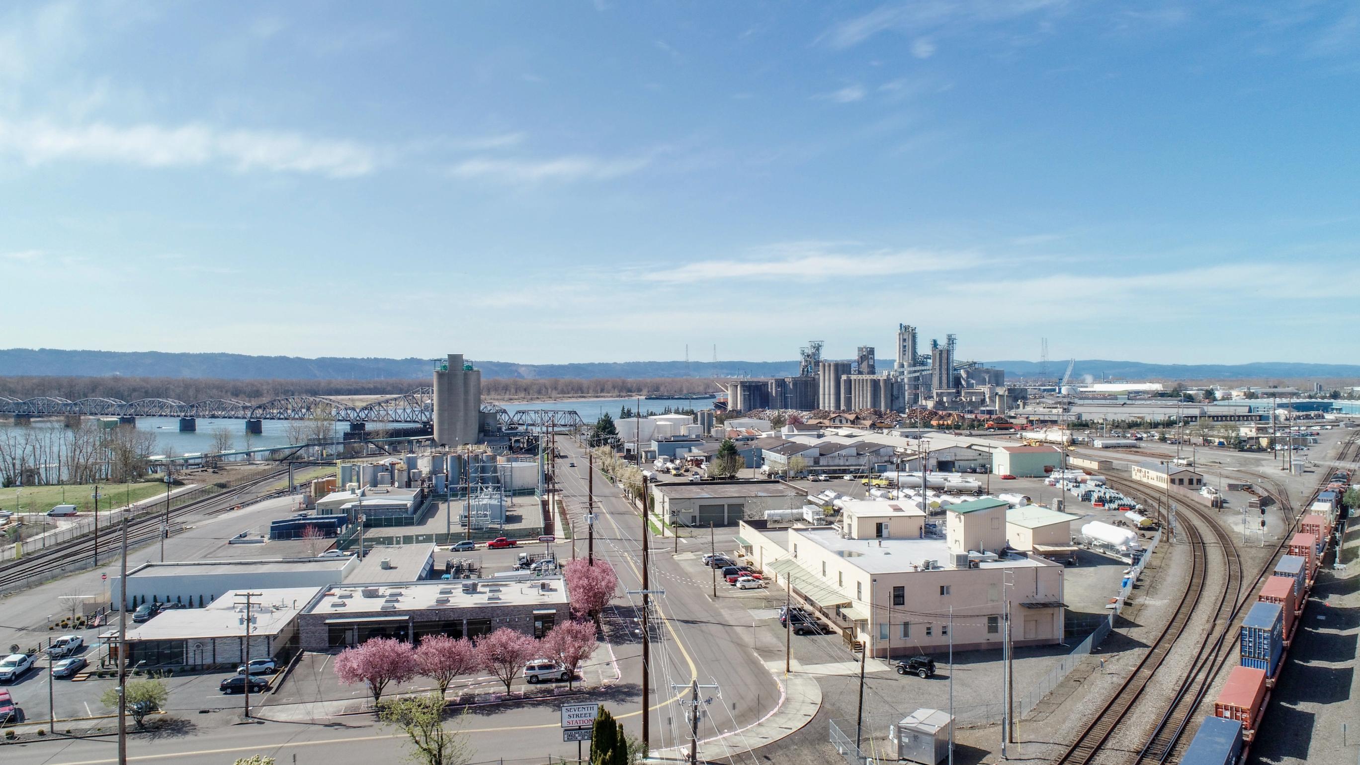 Looking out over the industrial part of downtown Vancouver, WA