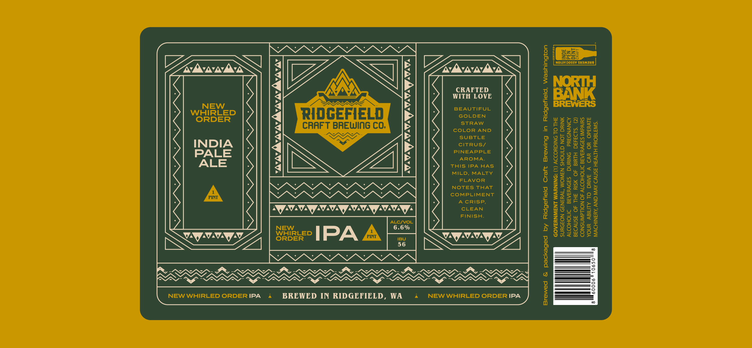 Ridgefield Brewing Company Label IPA