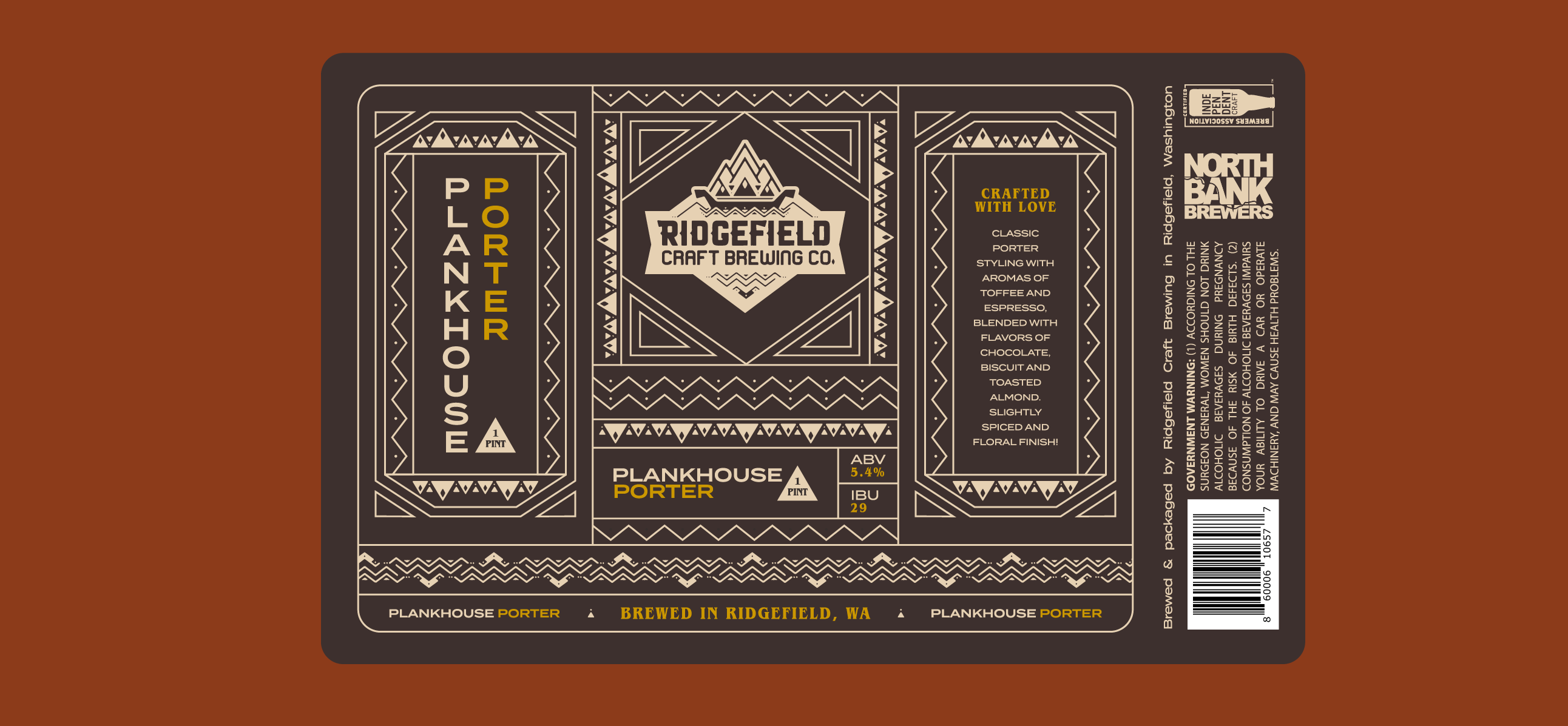 Ridgefield Brewing Company Label Porter
