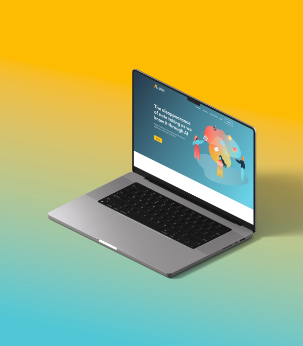 Albi Landing Page on a laptop