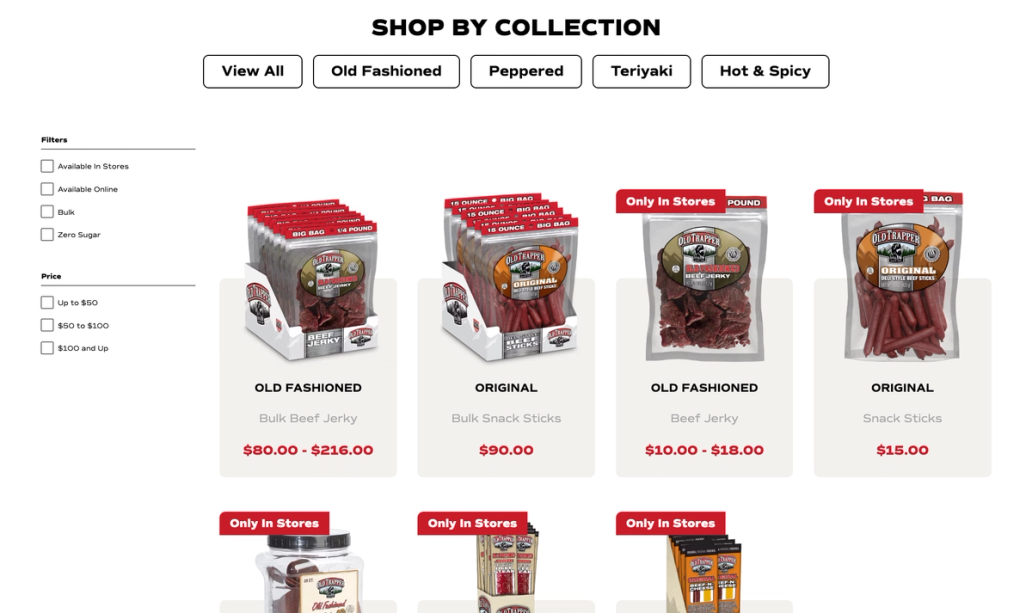 Old Trapper Website - Collection Page