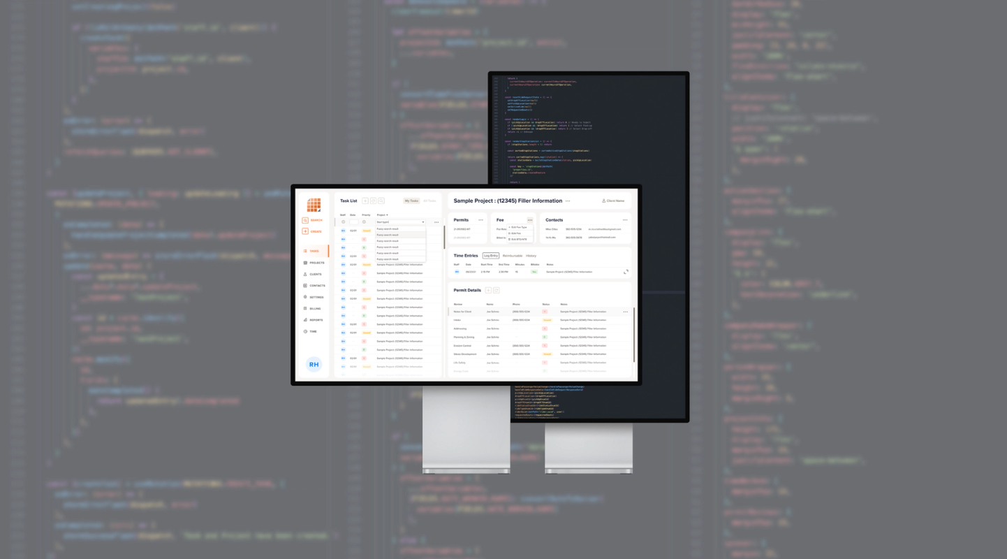 Monitors on a background of code