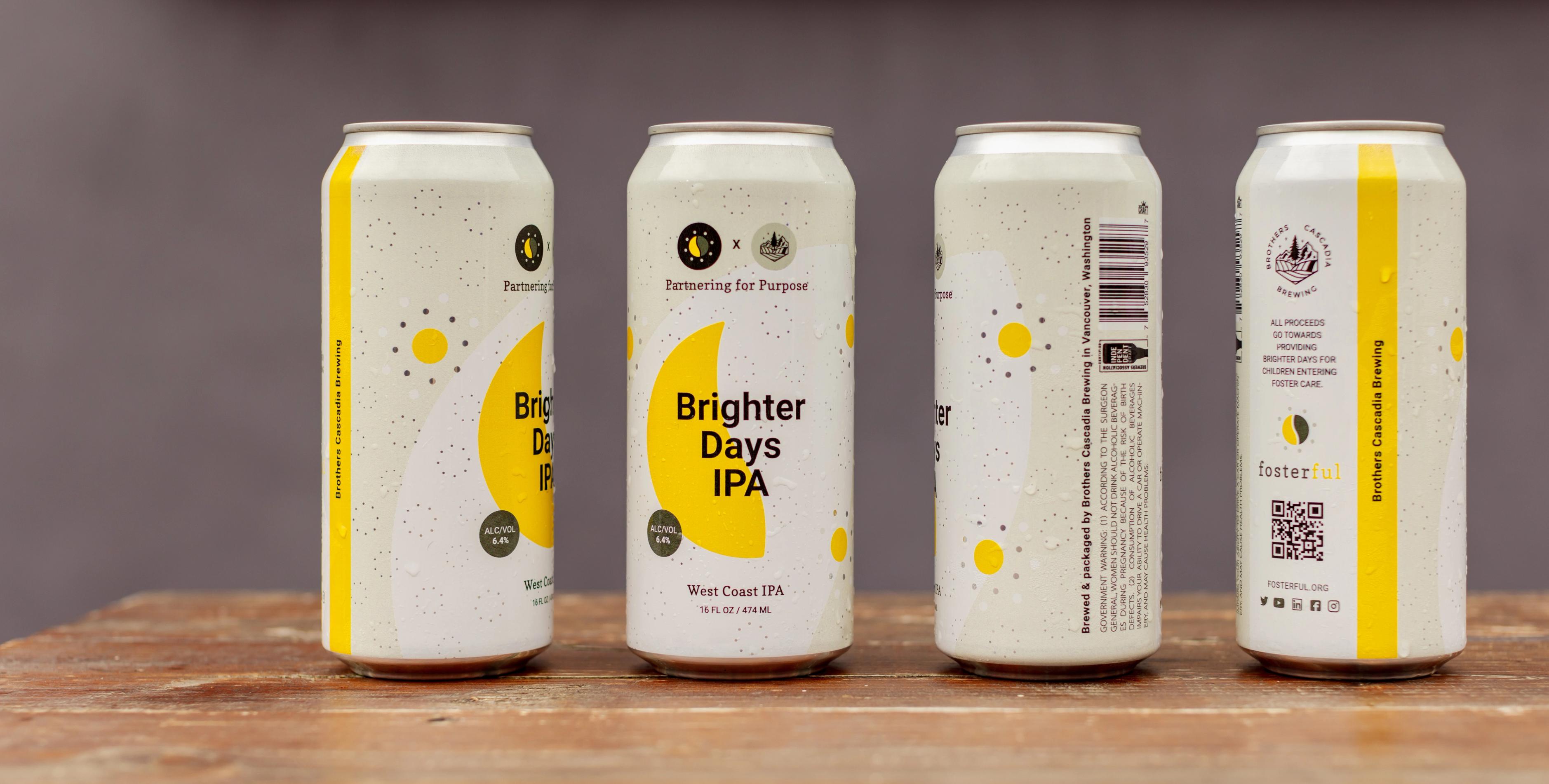 Fosterful + Brothers Cascadia Brewing beer collaboration can