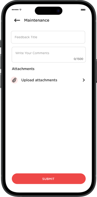 Put in Title, Comments (up to 1,500 characters), and attach up to a maximum of 5 photos (5MB), 1 video (10MB), and 3 PDFs (5MB).