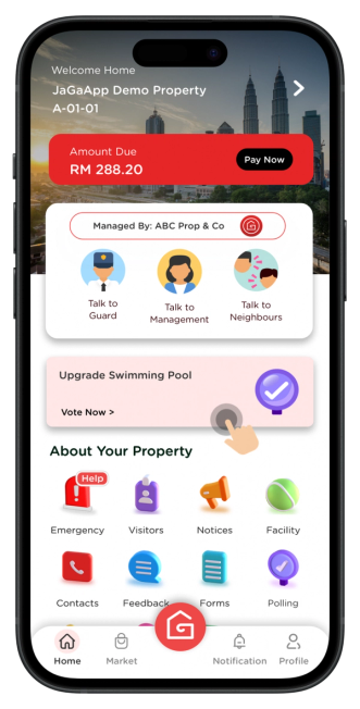 Click on the Polling banner to submit your vote on current polls, or tap Polling to view the poll list.