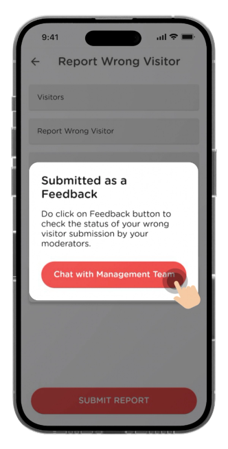 Click on "Chat with Management Team".