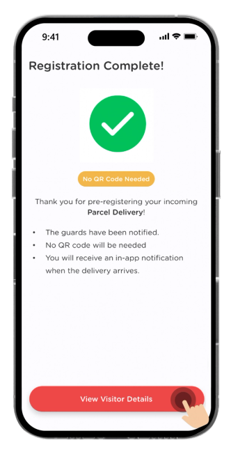Once registration is completed, click on "View Visitor Details" to view the details.