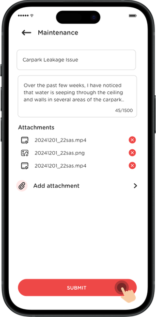 Once everything is inserted, click on the "Submit" button to submit your feedback.