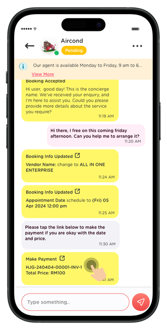Get the final quotation and make your payment through the app.