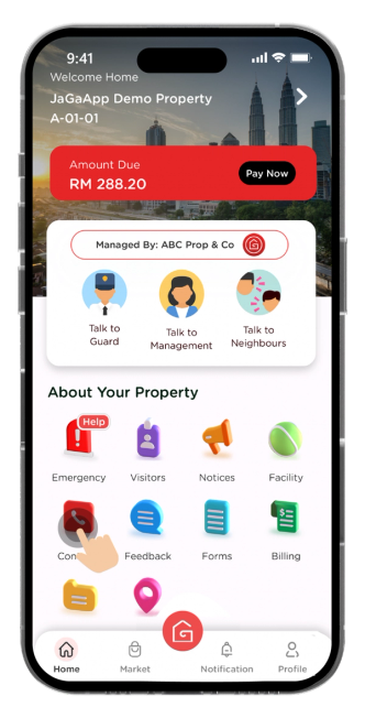 Tap on "Contacts" to get started.