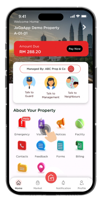 Click on "Visitors" icon to get started.