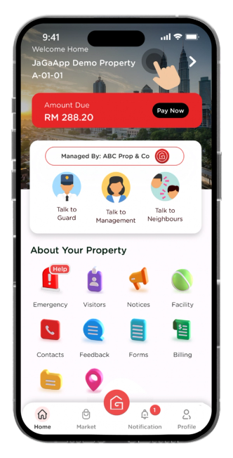 Tap on the Property Name on the top bar to get started.
