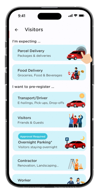 Select "Parcel Delivery" or "Food Delivery".