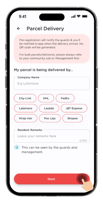 Enter your visitor's details. Click "Next" to confirm the visitor details.