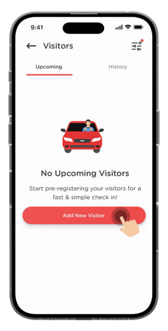Click the "Add New Visitor" button to pre-register new visitor.