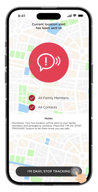 Your current location will be sent to all your emergency contacts.
