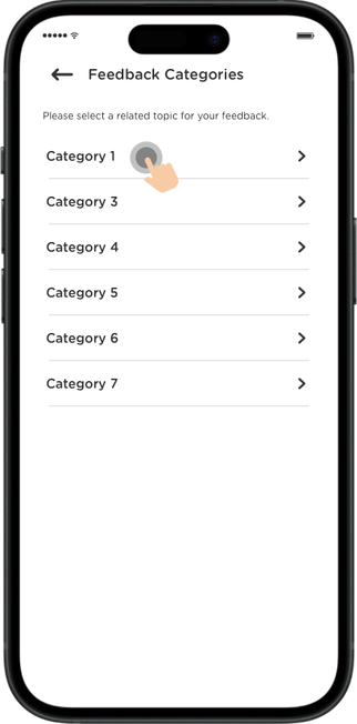 Select a feedback category that you'd like to comment about.