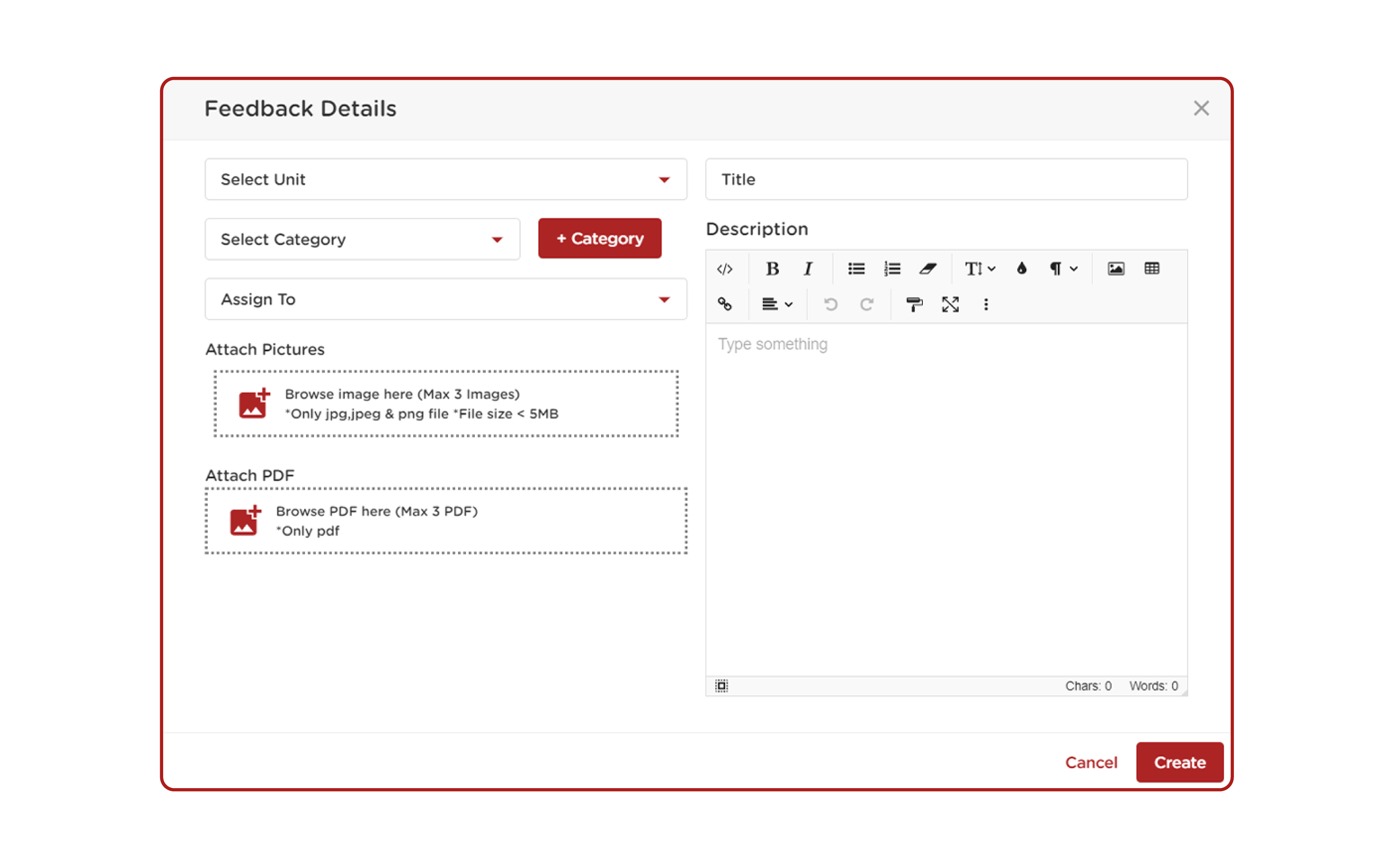 Create feedback categories for users to select