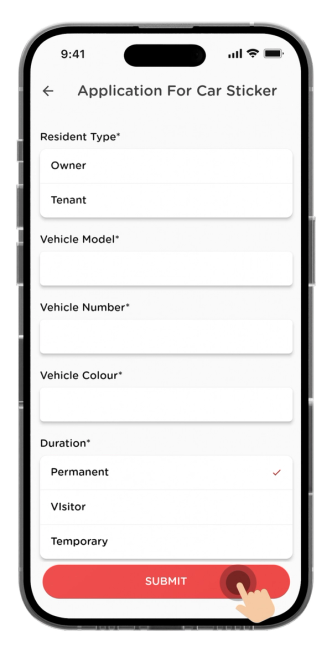 Fill up the details in the form and click "Submit" when done.