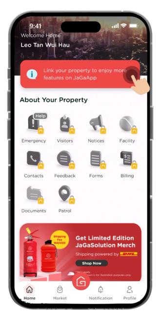 Tap on Link Property header banner to get started.
